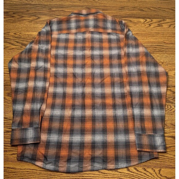 Red Head Brand‎ Co. Long Sleeve Mens Large Orange Grey Flannel Button Up Shirt - Picture 11 of 16